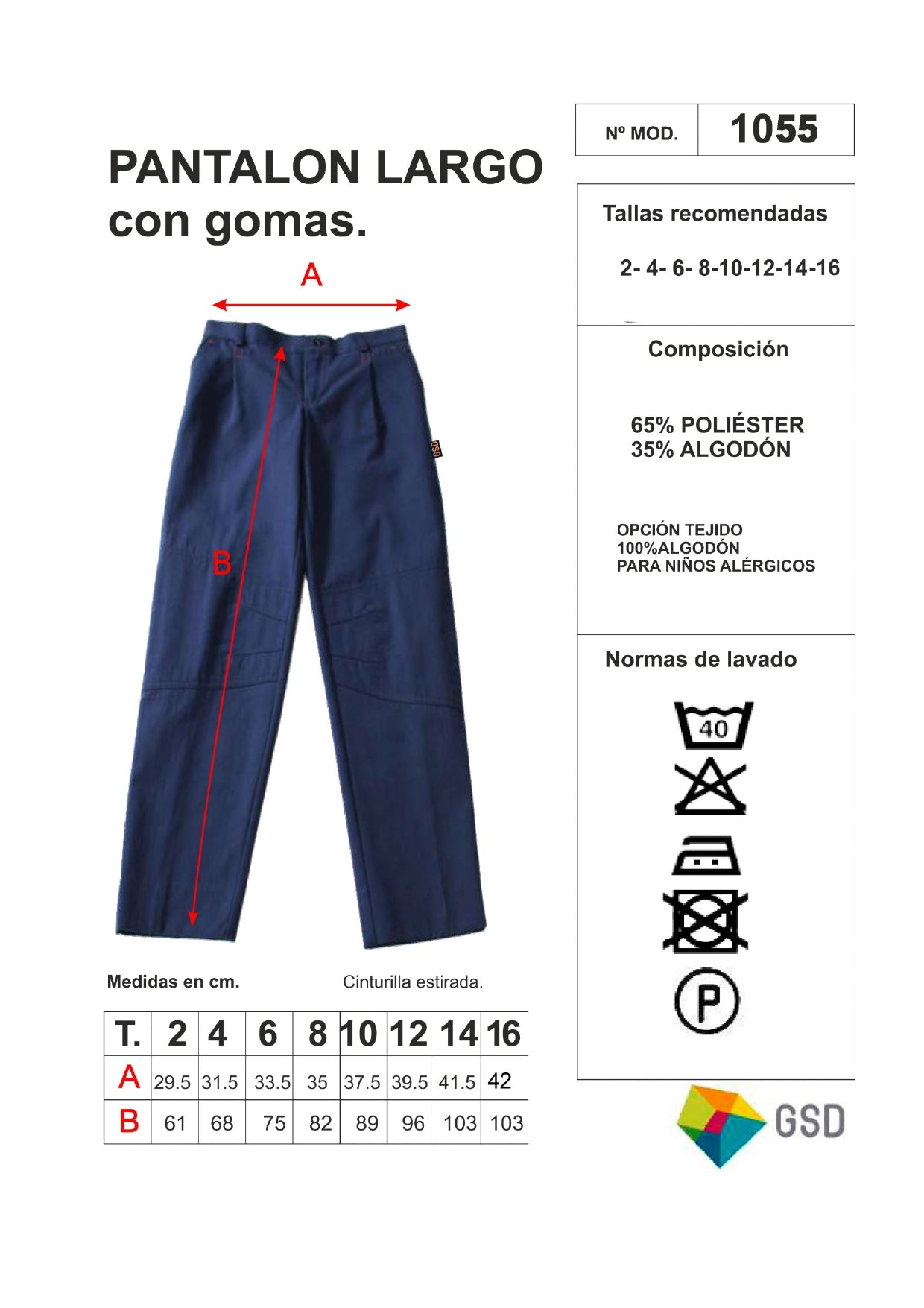 Pantalón largo con gomas